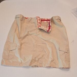 Horny Toad Tan Cargo Skirt with Pink Floral Accents